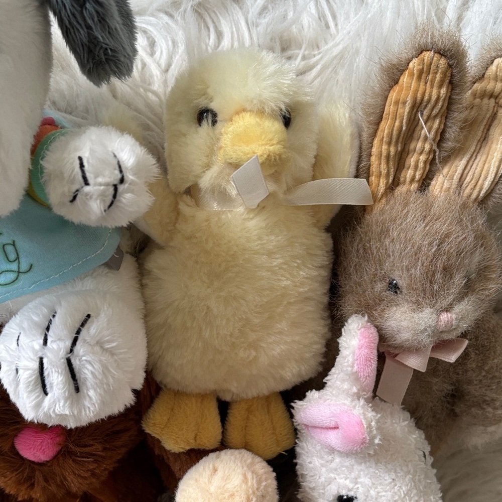 Stuffy Plush Toy Lot 8 Stuffed Animals Bunnies Lamb Duck Puppy Ostrich - Picture 9 of 12